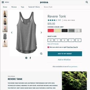 NWOT PrAna Revere Tank